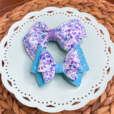 Gorgeous purple and aqua icy prism print bows!