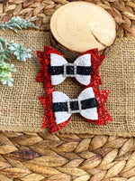 Santa buckle stacked bows, perfect for Christmas!