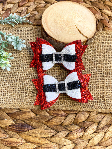 Santa buckle stacked bows, perfect for Christmas!