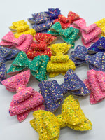 Sparkly glitter 2" stacked pigtail bows!
