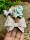 Gorgeous and elegant pastel glitter lace Bella bows!