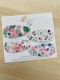 Floral faux leather scalloped snap clips in gorgeous colours!