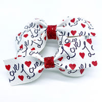 Beautiful LOVE heart bows, perfect for Valentine's Day!