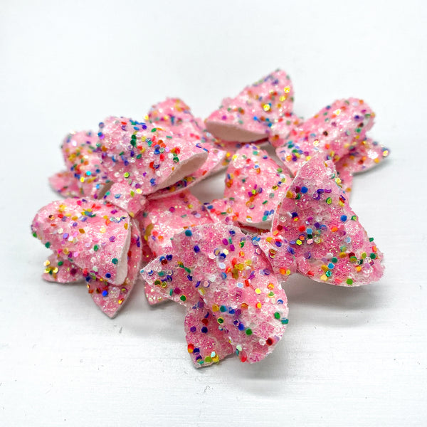 Super sparkly pink multi glitter pigtail bows!