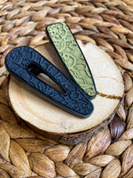 Metal inlay clips with beautiful embossed lace faux leather!