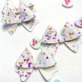 Super sparkly multicolour glitter heart Posie bows!