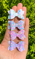Sparkly bubble chunky glitter or marbled mermaid scale print pigtail bows!