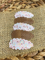 Adorable neutral scalloped snap clips in beautiful patterns and textures!