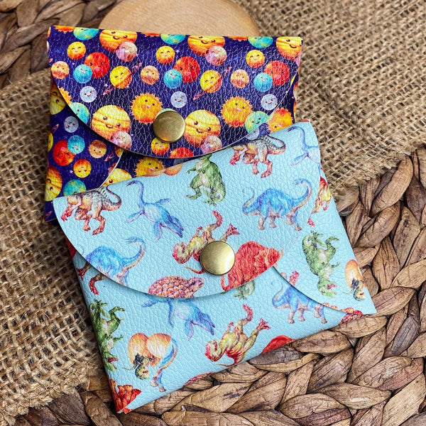 Adorable dinosaur or space themed  cardholders/coin purses!