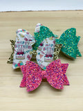 Happy Birthday vegan leather and chunky glitter bows!