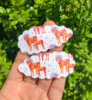 Adorable animal faux leather scalloped snap clips!