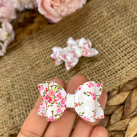 Beautiful cherry blossom tiny pigtail bows!