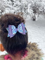 Gorgeous purple and aqua icy prism print bows!
