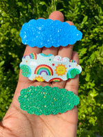 Adorable mother earth or happy planets faux leather scalloped snap clips!