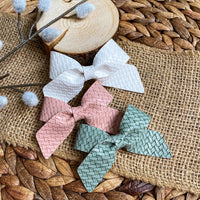 Neutral modern basket weave Lucy bows