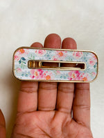 Floral faux leather gold metal clips!