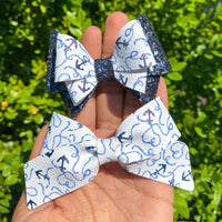 Adorable nautical blue and white anchor bows!