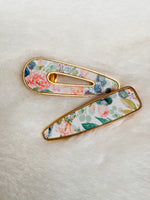 Floral faux leather gold metal clips!