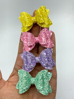 Sparkly sugar glitter 2" stacked pigtail bows!