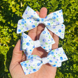 Beautiful watercolour blueberry print faux leather bows!
