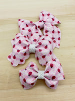 Sweet pink and white ladybug bows!