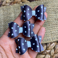 Adorable monochromatic heart tiny pigtail bows!