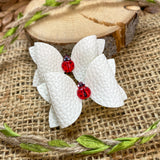 Adorable white pigtail bows with sweet ladybugs!