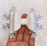 Stacked glitter and snowflake print snowflake bow!