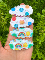 Adorable mother earth or happy planets faux leather scalloped snap clips!