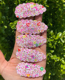Sparkly chunky glitter fruit salad scalloped snap clips!