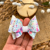 Beautiful pink, purple and blue floral bows!