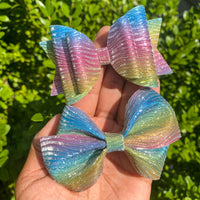 Super sparkly rainbow wave bows!