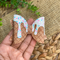 Glitter sprinkle ice cream drip bows, perfect for summer!