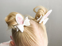Adorable bunny ear pigtail bows!