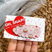 Adorable snap clips with cute "Oh Snap" Valentine's Day card!